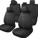 CAROMOP Premium PU Leather Car Seat Covers Full Set,Waterproof Split Bench Covers for Cars, Universal Car Interior Covers Seat Protectors for Sedans SUVs Pick-up Trucks(Black)