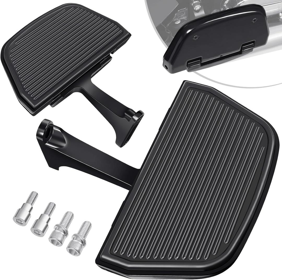 PBYMT Motorcycle Passenger Footboard Floorboard with Mount Bracket Kit Fit for Harley Touring Road King Street Glide Road Glide Electra Glide Ultra Classic 1993-Later Black