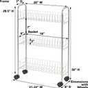 Household Essentials Slim Storage Cart, 3 Shelf Storage Cart with Wheels, Perfect for Laundry Rooms, Bathrooms, Pantries, Kitchens and More, 30 inches x 20 inches x 7 inches