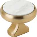 Amerock Posh 1-3/8 inch (35mm) Diameter Champagne Bronze/Marble White Cabinet Knob, BP36694WMCZ