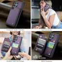 Vinich for Samsung Galaxy S24 Ultra Wallet Case with Card Holder, RFID Blocking Credit Slots Kickstand Shockproof Phone Cover Fit for Galaxy S24 Ultra 6.8" Purple