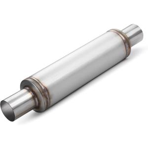 A-KARCK 2.25" Inlet Exhaust Resonator, 2.25" Inlet 2.25" Outlet 20" Overall Length Resonator Stainless Steel