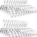 HOUSE DAY Plastic Clothes Hangers 24 Pack, Sweater Hangers No Shoulder Bump, Thick Heavy Duty Coat Hanger for Closet, White Wide Hanger with Non-Slip Hook for Sweaters, Suits, Dresses, Jackets, Pants
