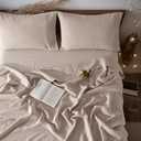 LBRO2M 100% Linen Sheet Set Queen Size, Bed Sheets 4 Piece Sets, Solid Color Natural Flax Bed Sheets Soft Breathable Bedding, 16" Deep Pocket,All Season (Super King, Linen)