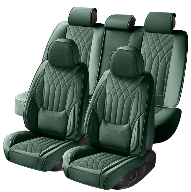 ZenRide Green Thick Nappa Leather Automotive Front Car Seat Covers Set of 2