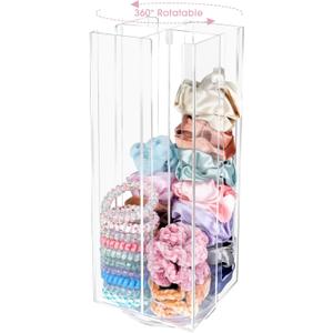 OAOLEER Acrylic Scrunchie Holder Organizer, Hair Ties Display Stand, 4 Tier Hair Accessories Organizer Storage for Bracelets Bangle Watches (Type-A)