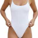 Women's Sexy One Piece Bathing Suit Swimsuit High Cut Leg Cheeky Coverage, Adjustable Thin Strap, XS