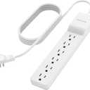 Belkin Surge Protector Power Strip - 6 AC Multiple Outlets - Flat Rotating Plug, 8ft Long Heavy-Duty Extension Cord for Home, Office, Travel, Computer Desktop & Charging Brick - White (720 Joules)