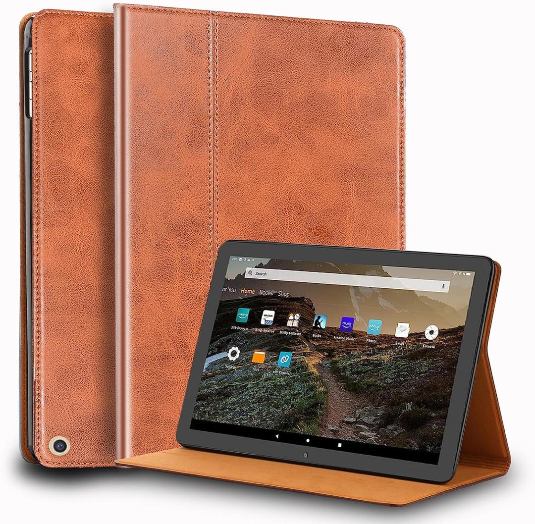 for Google Pixel Tablet Case 11/10.95 inch Genuine Leather Cover Protective Shell for 2023, Brown