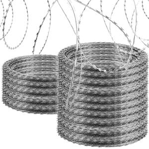 Razor Wire Fencing, Galvanized Steel Wire Razor Ribbon Barbed Concertina Wire, 82 Feet per Roll 