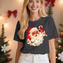 Christmas Shirts for Women Christmas Santa Snowflake T-Shirt Xmas Holiday Tops (XX-Large, Grey1)