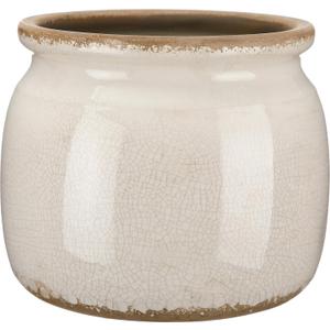 Vintage Planter Large Ceramic Plants Pot Pure Beige Vintage Crack Cottage Scroll Vase Flower Vase Pot Indoor Plants Home Decor Farmhouse Antique Decorative Gifts, 5.9 x 5.1 inches 