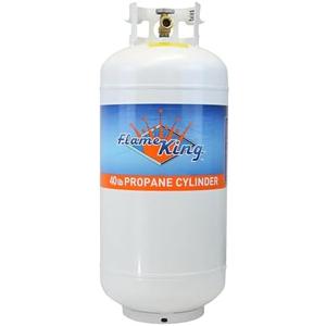 Flame King YSN401 Steel Propane Tank Cylinder With Overflow Protection Device Valve, 40 Lb, White
