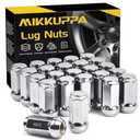 MIKKUPPA M14x1.5 Lug Nuts - Replacement for Chevy Silverado, Ford, GMC Aftermarket Wheel - 24pcs Chrome Seat Wide 23mm Closed End Bulge Acorn One-Piece Wheel Tire Lug Nut, Pack of 12