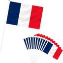 50 Pack France Hand Held Mini Flags, Small French Stick Flags with Pole, International Country Flags, Festival Events, Parades, Patriotic, Indoor and Outdoor, Party Decorations (France)