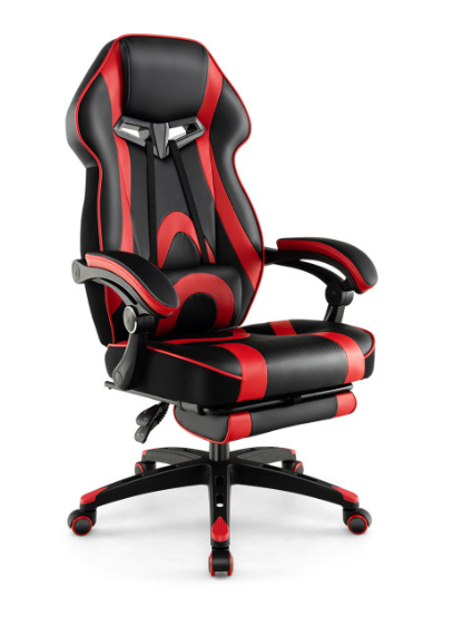 Gaming Chair Racing Style Swivel Chair with Footrest and Adjustable Lumbar Pillow