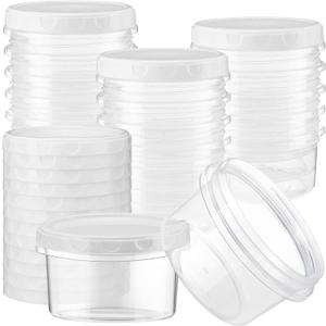 Sieral 16 Pack 8 oz Freezer Containers with Lids Reusable Deli Freezer Storage Containers Stackable Plastic Thick Twist Top Jars for Takeout Food Round Wide Mouth Lunch Snack (White)
