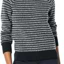 Amazon Essentials Crewneck Sweater for Women, Soft-Touch (Small, Black Charcoal White Stripe)