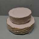 WDF 100pcs Pink Plastic Plates - High-end Baroque Design - Pink and Gold Plates for Upscale Party & Baby Shower - Including 50 Disposable Plate 10.25inch, 50Salad Plate 7.5inch