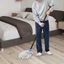 Indoor Mop for Floor Cleaning - Cotton Mops for Floor Cleaning, Regular Mop for Floors, 49-inch Simple Mops for Cleaning Living Rooms, Bathrooms, and Kitchens. (White&Blue)
