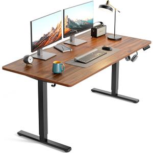 FEZIBO 55 x 30 Large Electric Standing Desk Height Adjustable, Walnut