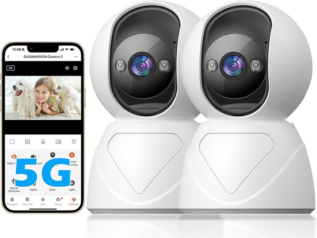 3MP Indoor Security Camera, 5G WiFi 360 Pan/Tilt Home Cameras for Baby Monitor/Pet/Elder/Kids/Bedroom, Auto-Focus and Zoom,Motion Tracking,2-Way Audio,Siren,3 Night Vision,Cloud&SD Card