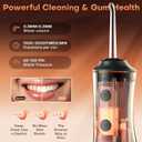 Water Dental Flosser - Portable Cordless Oral Irrigator 300ML, Rechargeable IPX7 Waterproof Irrigation Cleaner for Teeth Cleaning & Flossing, Travel & Home Use (Pure Black)