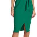 Kensie Women's Short Sleeve Tie Waist Midi Dress (8)