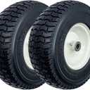 2-Pack 13x5.00-6 Flat-Free Tire with Rim,3"Centered Hub with 3/4" Bushings,w/Grease Fitting400lbs Capacity,13x5-6 No-Flat Solid Rubber Turf Wheel,for Riding Lawn mower,Garden Cart,Wheelbarrow