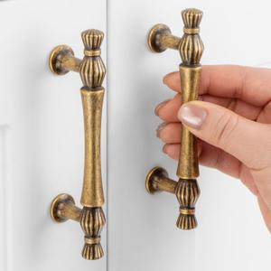30 Pack 3 Inch Hole Centers, Antique Brass Cabinet Pulls Vintage Brass Cabinet Handles Brass Kitchen Hardware for Cabinets ZP2408 Drawer Bedroom Dresser Bathroom Vanity Cupboard Closet
