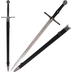 Full Metal Geralt's Silver Steel Sword 125cm/48.8 inches,Stainless Steel,White Wolf Aerondight Silver Sword Handmade Anime Cosplay Prop for Display and Collection