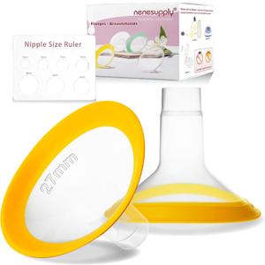Nenesupply 27mm Oval Flanges Compatible with Medela Breast Pump Parts Replace 27mm Medela Flange Accessories. Work with Pump in Style Parts Symphony Parts Swing Maxi Harmony Personalfit Flex Connector