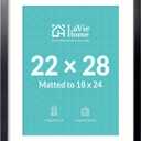 22x28 Picture Frame Black Poster Frame,Display Pictures 18x24 with Mat or 22x28 Without Mat, Stable and Sturdy Frame and Polished Plexiglass, Horizontal and Vertical Format of The Walls