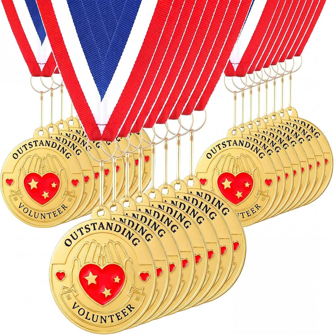 Tondiamo 24/48 Pcs Award Medals Bulk Gold Medals Bulk with Neck Ribbons 2 Inch Metal Award Trophies for Sports Party Team Tournaments Match Participation Winner Prizes Gift