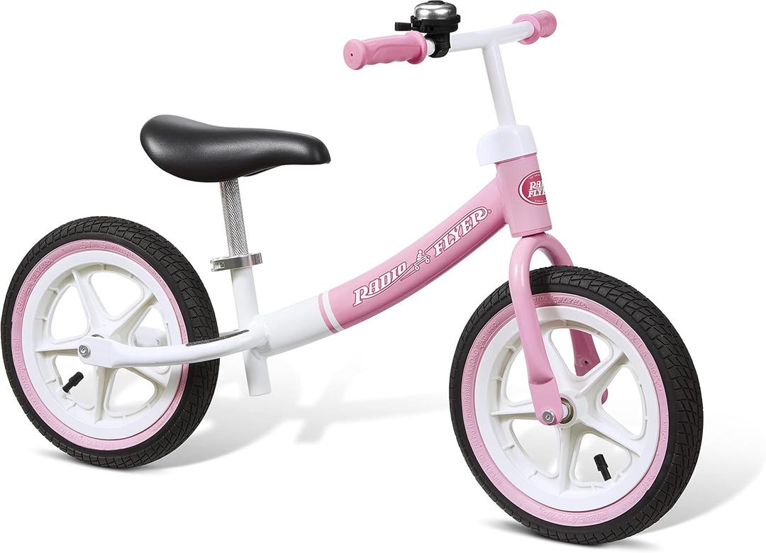 Radio Flyer Air Ride Balance Bike, Toddler Bike, Pink and White Bike for Ages 1.5-5 (Pink - Air Tires)