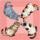 Funny Cute Cat Pink Mahjong Mat 31.5" x 31.5", Cat Lovers Mom Lady Gifts Non-Slip Noise Reduction Mahjong Table Cover Accessories for Dominoes Poker Card Board and Tile Games Gifts, 31.5" x 31.5" x 2mm