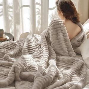 Bedsure Blankets Queen Size for Bed - GentleSoft Cozy Soft Blankets for Women, Cute Large Fleece Throws for Girls, Linen, 90x90 Inches