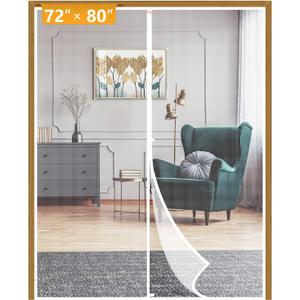 Yotache Magnetic Screen Door Fit Doors 72" x 80", Screen Size 74" x 81" Strengthened Balcony Patio French Door Screen Curtain Enjoy Fresh Air, White