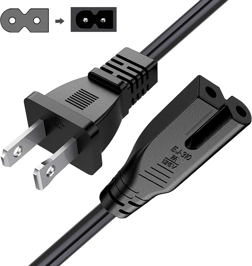 BICMICE 15Ft Extra Long 2 Prong Polarized Power Cord for Vizio-LED-TV Smart-HDTV E-M-Series Sound Bar 2 Slot Adapter-AC-Wall-Cable:IEC-60320 IEC320 C7 to NEMA 1-15P for Sharp Philips LED TV PS1 PS2