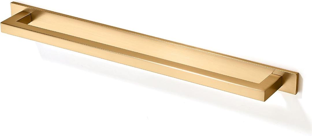 TUNNY 5 Pack Square Solid Cabinet Handles-10.08"/256mm Screw Spacing Brushed Champagne Gold Furniture Hardware Handles for Kitchen Cabinets Bedroom Dresser Wardrobe Cabinet Pulls