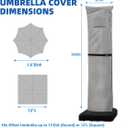 Patio Umbrella Parasol Cover with Air Vent,600D Waterproof Cantilever Umbrella Covers,Anti-UV Umbrella Covers with Telescopic Support Pole (3-Grey, Cantilever 9'-13')