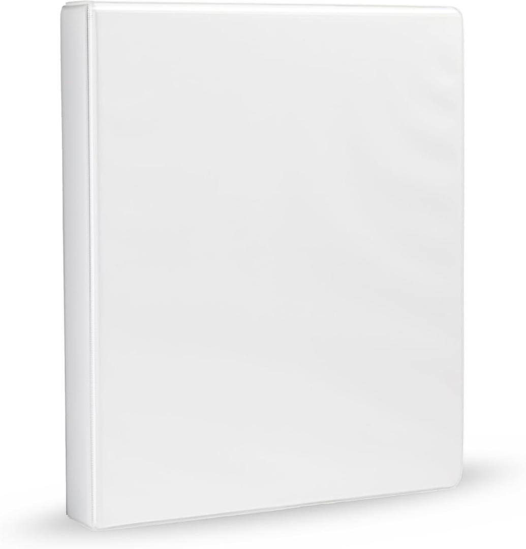 Amazon Basics 3-Ring Binder, 1-Inch, Customizable, with Pockets for Organization, White, 1-Pack