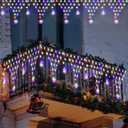 Ramadan Lights Outdoor Decorations 218 LED 13.8ft Star Curtain Fairy Lights with 12 Drops, Clear Wire LED String Light Decor with 8 Modes for Wedding Party Holiday Christmas Home Indoor Outdoor Decor (Multicolored)