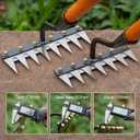 Gardenia Iron Weeding Rake 2.0, Iron Rake for Gardening and Weedings, 2025 Heavy-Duty Garden Hand Weed Puller Tool for Yard Lawn and Garden 5/6/7/8 Teeth Carbon Steel Garden Weeder Rakes (7 Tines)