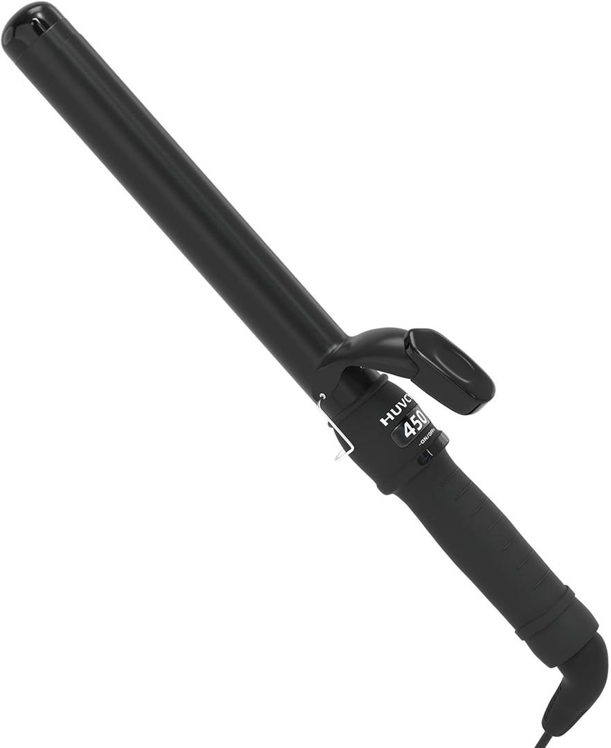 1-1/4 Inch Curling Iron - Ceramic Curling Iron, Fast Heat Function LCD Display 180F-450F Adjustable, Long Lasting Beach Waves, Dual Voltage Curler, Heat Resistant, Black