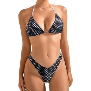 SUUKSESS Women Halter String Two Piece Bikini Sets Reversible Thong Swimsuit M