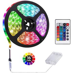 2M/6.6FT Battery Powered LED Strip Lights, Flexible Color Changing RGB LED Light Strip, TV Backlight Background Lighting