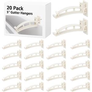 Geelin 10 Pack 5" Gutter Hangers K-Style Hidden Roof Gutter Support Bracket for Repairing Sagging, Traditional, Vinyl, White, Rain Downspout Parts and Accessories