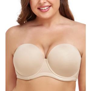 Wekofi Women's Strapless Bra for Big Busted Plus Size Push Up Full Figure Multiway Underwire Bra (44D)