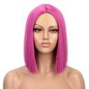 ENTRANCED STYLES Hot Pink Wig Short Straight Synthetic Hair 12Inch Colorful Wigs for Women Neon Pink Wig for Party Halloween Costume Cosplay